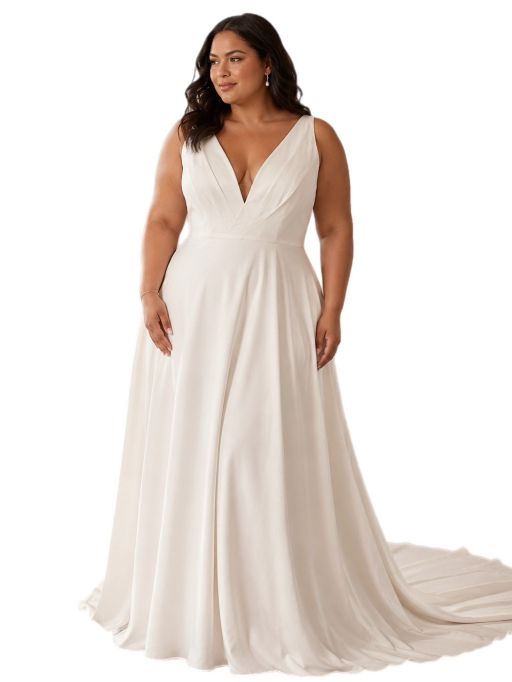 NWOT HEBEOS $279 MSRP Plus Size Ivory Stretch Jersey Knit A-Line Bridal Gown
